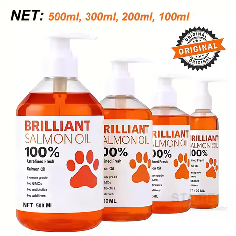 Human-Grade Salmon Oil (500ml, 300ml, 200ml 100ml) for Dogs & Cats Omega 3 Fatty Acids Supplement fo