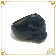 [Hiếm] Nhẫn Đá Tỳ Hưu Phong Thủy Đá Núi Lửa Obsidian Đen Cao Cấp - Pháp Tâm
