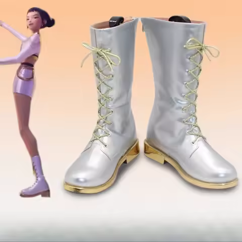 Movie KPop Demon Hunters Zoey Cosplay Shoes Golden - Black Boots Huntrix Group Halloween Role Play S