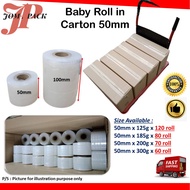 CARTON/ SEKOTAK Clear 50mm Baby Roll 125g / 185g / 200g / 300g Mini Stretch Film Shrink Wrap Plastic Packaging