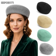 IESPOIR1T1 Beret Hat, Raffia Woven Pillbox Hat, Vintage Brimless Handwoven Breathable Artist Hat Ele