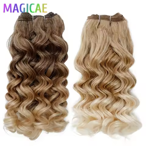 Megaicae 16Inches 120Grams Loose Deep Jerry Curly Ombre Brown 4# Piano Blond 27/613 SP12/16/613 High