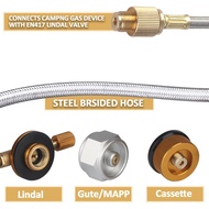 2 Feet Gas Adapter Extension Braided Hose Propane/Butane/Isobutane Small Tank Input EN417 Lindal Val