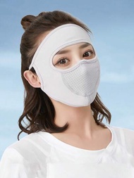 女士春夏薄款透氣防曬口罩整臉遮面,耳掛設計,時尚可清洗