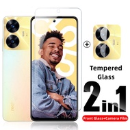 2IN1 Front Lens Camera Film Full Curved Screen Protection Tempered Glass For Realme C55 C35 C 55 Rea