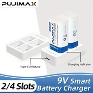 ⚡Ready Stock 9V Battery Charger 4 Slots 9V Rechargeable NiMH 9V Batteries Mixed Charging Ship in 24h