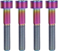 UHDFBDHF 4PCS Titanium Bolt Ti Screw M6x10 16 18 20 25 30 35mm Column Allen Hex Bolt (Ranibow, M6x35mm)