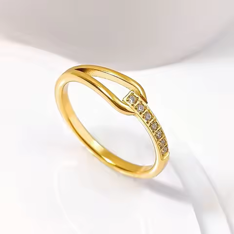 Stainless Steel Pave CZ Water Drop Hollow Ring Wedding Band for Women Girl Size 5-10