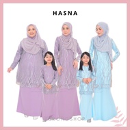 Baju Kurung Moden Lace Hasna 🔥 Plussize 34 - 60 Sedondon Ibu Anak Baby Blue Soft Purple Lilac Raya Ayanna