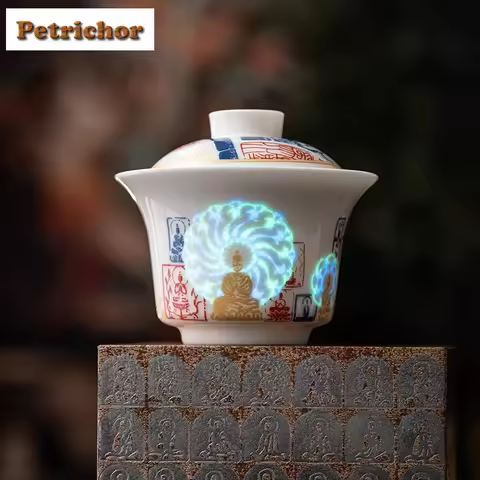 145ml Dunhuang Phasesless Rainbow Light Gaiwan Japanese Tea Tureen Tea Bowl With Lid Kit Tea Maker C
