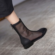 Mesh Sandals Boots 2025 Spring Hollow Short Boots Breathable Single Boots Flat Sandals Women Mesh Sa