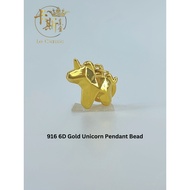 LeClassic 916 6D Emas Gold Unicorn Pendant Bead 4.2mm 0.28gram