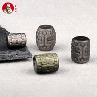 Natural Obsidian Silver Obsidian Barrel Beads Lotus Barrel Beads diy Bracelet Accessories