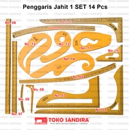 Penggaris Pola Jahit Set isi 14 dan 4 set/Penggaris komplit/penggaris 1 set/penggaris murah/alat jah