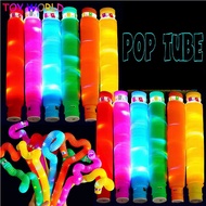 5/10pcs Luminous Pop Tube with LED Lighting Decompression Toy Diy Telescopic Pop Tube Bellows Sensor