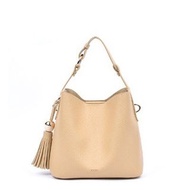 Made in Korea🇰🇷韓國ROOTY時尚荔枝皮米色手提流蘇水桶包