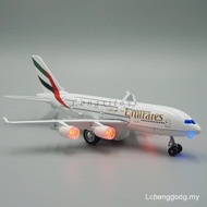 Diecast Plane Model Toy Airbus A380 Emirates Airliner Replica Pull Back Action With Sound & Light HZ