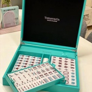 【April accessories】Tiffany classic limited edition TF blue exquisite luxury mahjong + blue leather g