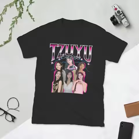 Kpop T-Twice Tzuyu 90s Men's T Shirt Casual Tees Short Sleeve Round Neck T-Shirt Pure Cotton Graphic