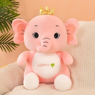 JOJOY Crown Elephant Doll Stuffed Toys Patung Cute Sitting Angel Elephant Pillow Doll Plushie Gift B