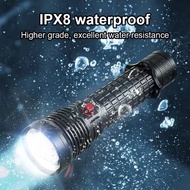 30W LED Bringhtiness amphibious flashlight professional night diving lighting white light+yellow lon