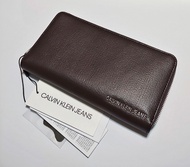 40%off - CK Calvin Klein Jeans Brown Leather Long Zip Around Wallet 啡色 真皮 多格 長銀包