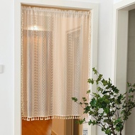 Bohemian Beige Door Curtain Ethnic Style American Country Retro Curtain Gauze Curtain Lace Gauze Sho