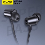 Awei L1 Super Bass Wired Earphone 3.5mm Jack In-ear Earphones with Wire Control Microphone