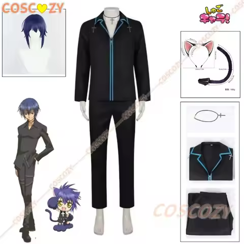 Anime Shugo Chara Tsukiyomi Ikuto Cosplay Costume Wig Necklace Ear Tail Props JK Uniform Full Set Ad