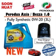 Perodua Full Synthetic SAE 0W20 Engine oil 3L+Axia Oil filter