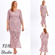 F&H 3840-XL-4XL Elegant Plus Size Women Lace Bodycon Fish Tail Dress