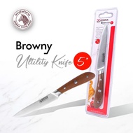 Dao nhà bếp Inox 420J2 Zebra Browny Utility cán gỗ 5” - 990630