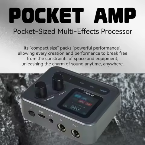 M-VAVE Pocket AMP 1.54" HD Screen Guitar Multi-Effects Processor/6+1 Custom FX Chain/USB-C Audio Int