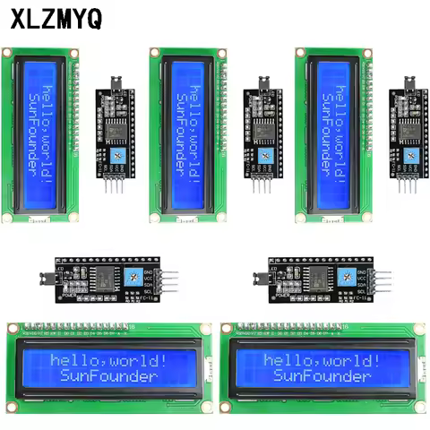 5pcs LCD1602 1602A LCD Module Level Conversion Module Yellow Green Screen 16x2 LCD Display IIC/I2C I