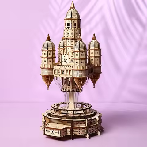 OUZEY Floating City in Clouds DIY, 3D Wooden Architectural Model, Sky Empire Building Kit for Adults
