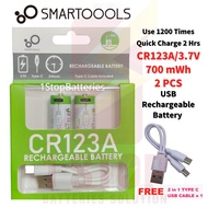 [GENUINE] USB Type-C Fast Charging Rechargeable Battery CR123A/CR17345/16340 1PC or 2PCS 3.7V Lithiu