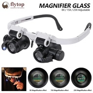 FLYTOP 8X 15X 23X Adjustable Dual Polished Magnifier Glass For Crystal Acrylic Lens Jewelry Watch Re