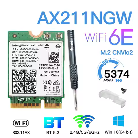 WiFi 6E Intel AX211A/AX201/9560 CNVIo2 M.2 Wi-Fi Slot Tri-Band With Bluetooth 5.2 Network Wireless A