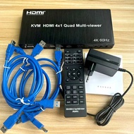 4k 60Hz 4x1 HDMI Multiviewer Quad Screen Display Support PIP 90° Rotate USB Keyboard Mouse Through S