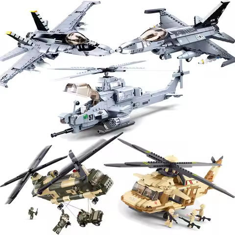 SLUBAN Military King of Jaeger AH-1Z VIPER Gunship Armed Helicopter Building Blocks Kit Bricks Class