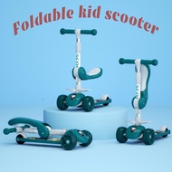 Foldable Scooter For Kids 3 Wheel Adjustable Scooter With Light Up Wheels And Music Kick Scooter With Seat For Toddlers
