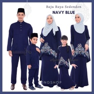 BAJU SEDONDON NAVY BLUE 🔥 Baju Melayu Kurta Baju Kurung Moden Kebaya Lace Plus Size Budak Ayah Ibu A