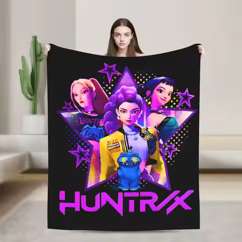 Huntrix Girl Team Kpop Demon Hunters Wool Blanket Creative Throw Blanket for Home Hotel Sofa 150*125