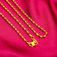 916 Gold Necklace Rantai Leher Emas/916 Gold Women Water Ripple Necklace