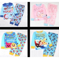 (SG Seller) Kids Pyjamas Pokemon Baby Shark PJ Mask Boys Girls Children Long Sleeve Pyjamas Set