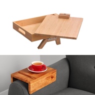 [trdfdv] Couch Arm Table Rotatable Tabletop with Handle Armrest Clip on Tray Table for