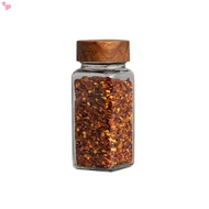 120ml Square Glass Seasoning Jar Wooden Lid Seasoning Bottle Kitchen Seasoning Jar 4oz BBQ Spice Jar