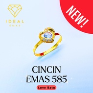 IDEAL Cincin Emas 585 Love Pattern Permata Batu Tulen 585 /14K Gold Ring Love Pattern Simple