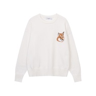 Authentic Maison Kitsune Autumn And Winter Mk Fox Head Pattern High Street Round Neck Casual Knitted
