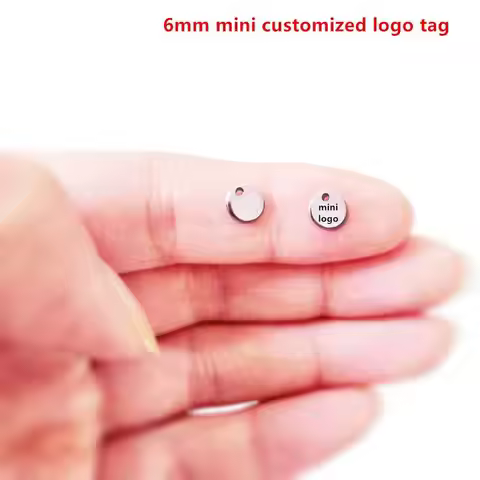 MaiLun50pcs 6mm Custom Logo Tags mini disc Stainless Steel Tags Laser Engraved Circle Tags Engravabl